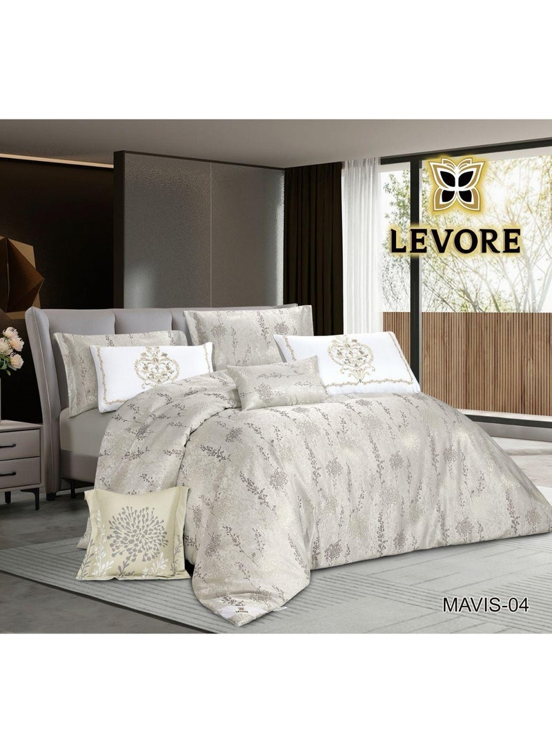 ليفور مفرش العيدنفرين من نسيج الجاكار مبطن قطن  -8 قطع