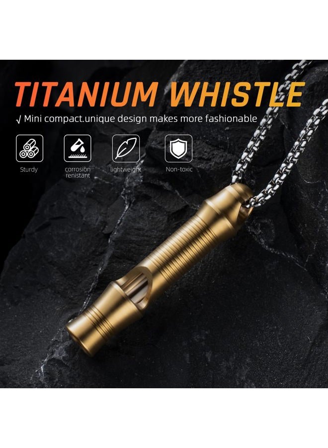 TISUR Titanium Emergency Whistle,EDC Safety Whistles Necklace Loud up to 120db,Survival Whistles for Survival,Hiking,Camping,Pets Training (Gold(1-Pack)) - Image 5