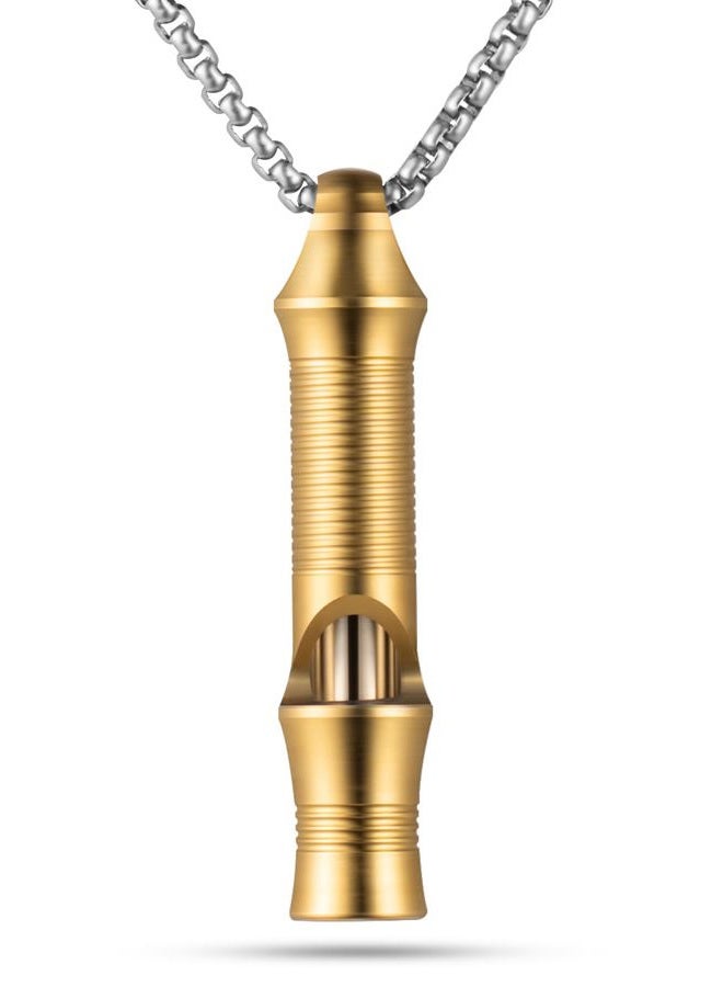 TISUR Titanium Emergency Whistle,EDC Safety Whistles Necklace Loud up to 120db,Survival Whistles for Survival,Hiking,Camping,Pets Training (Gold(1-Pack)) - Image 1