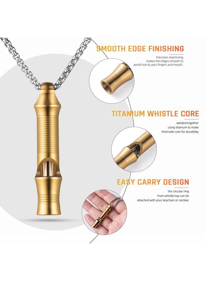 TISUR Titanium Emergency Whistle,EDC Safety Whistles Necklace Loud up to 120db,Survival Whistles for Survival,Hiking,Camping,Pets Training (Gold(1-Pack)) - Image 3