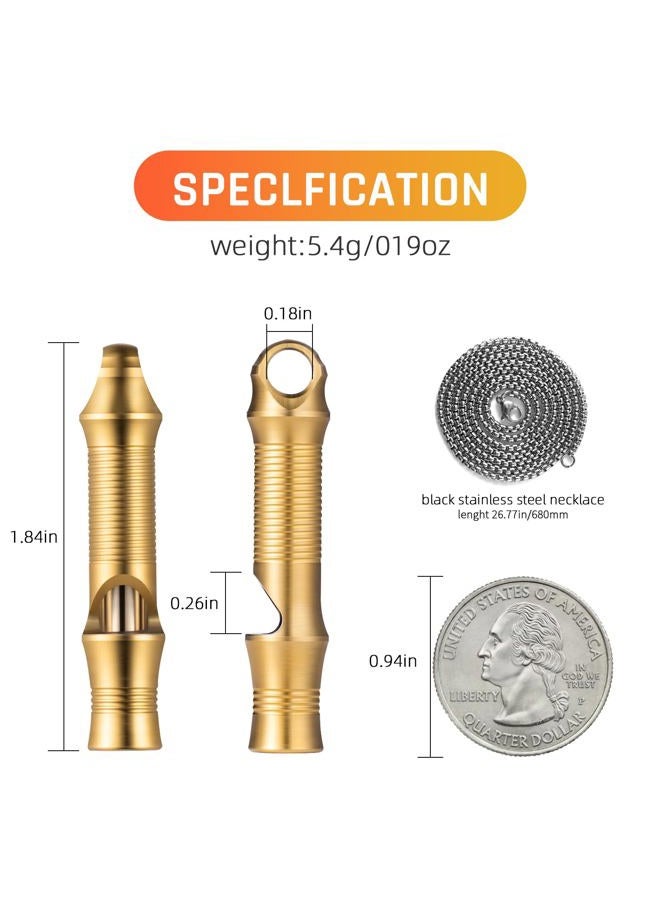 TISUR Titanium Emergency Whistle,EDC Safety Whistles Necklace Loud up to 120db,Survival Whistles for Survival,Hiking,Camping,Pets Training (Gold(1-Pack)) - Image 2