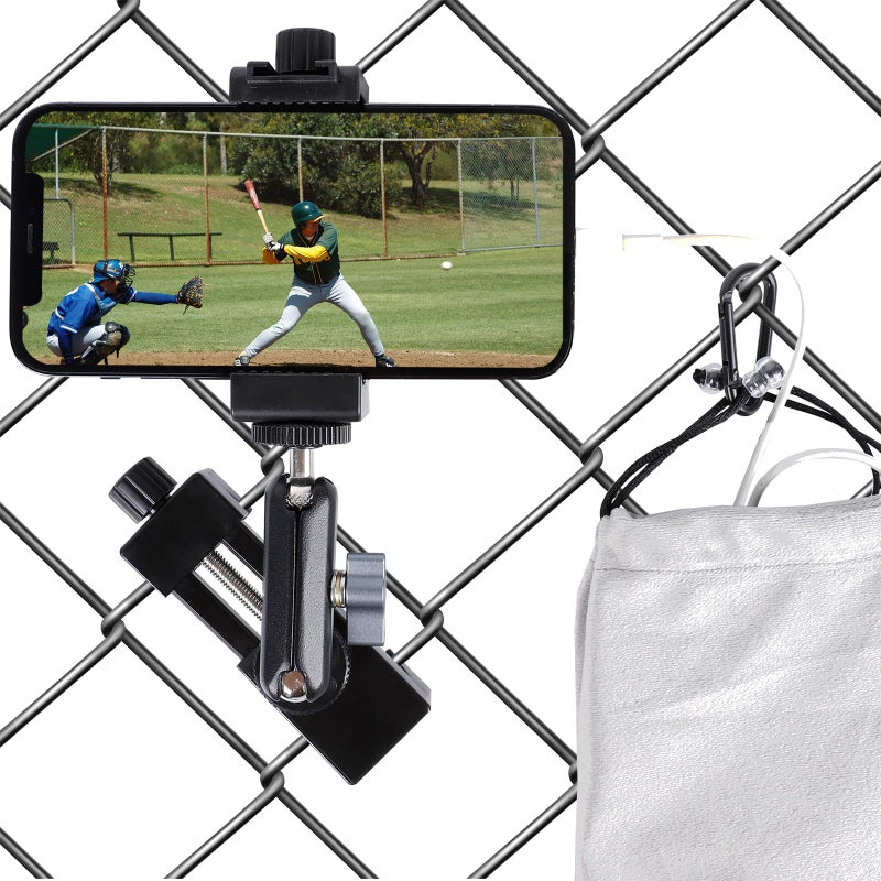 FPN Cell Phone Fence Mount for iPhone, GoPro, Insta360, and Other Action Cameras, Mevo Start for Baseball Softball Tennis Recording, Cameras Net Chain Link Fence Clip Mount Holder - Image 1