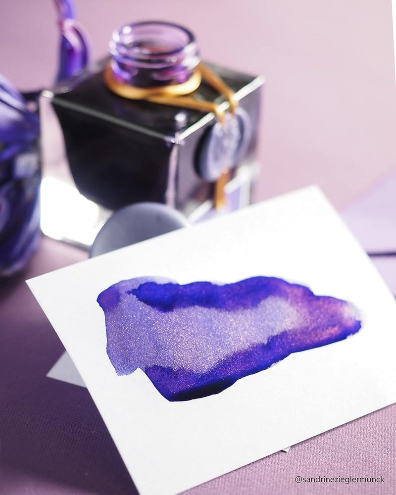 Jacques Herbin 15076JT - One Bottle of Gold Glitter Ink for Fountain Pen, Rollerball, Glass Nib and Nib Holder 50 ml, Imperial Purple - Image 5