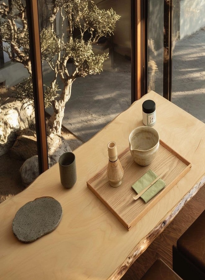 WUSEI 6-pcs Japanese Matcha Whisk Set with Handmade Wabi-Sabi Ceramic Bowl(Chawan),Bamboo Chasen, Whisk Holder, Scoop, Sifter & Tea Towel,Matcha Ceremony Kit,(Sandstone Reactive Glaze) - Image 2
