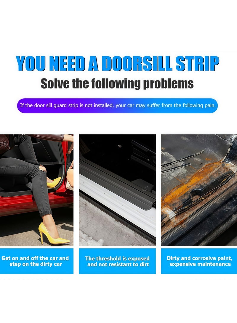 Car door edge protection strip, anti-scratch protection strip, threshold protection strip, bumper protection strip, 5D carbon fiber body film, car self-adhesive anti-collision film, suitable for sedans, car protection, car decoration, door edges, front and rear bumpers, threshold protection strips, car anti-collision strips, suitable for most models, 8 thresholds and 1 trunk, a total of 9 strips (black) - Image 3