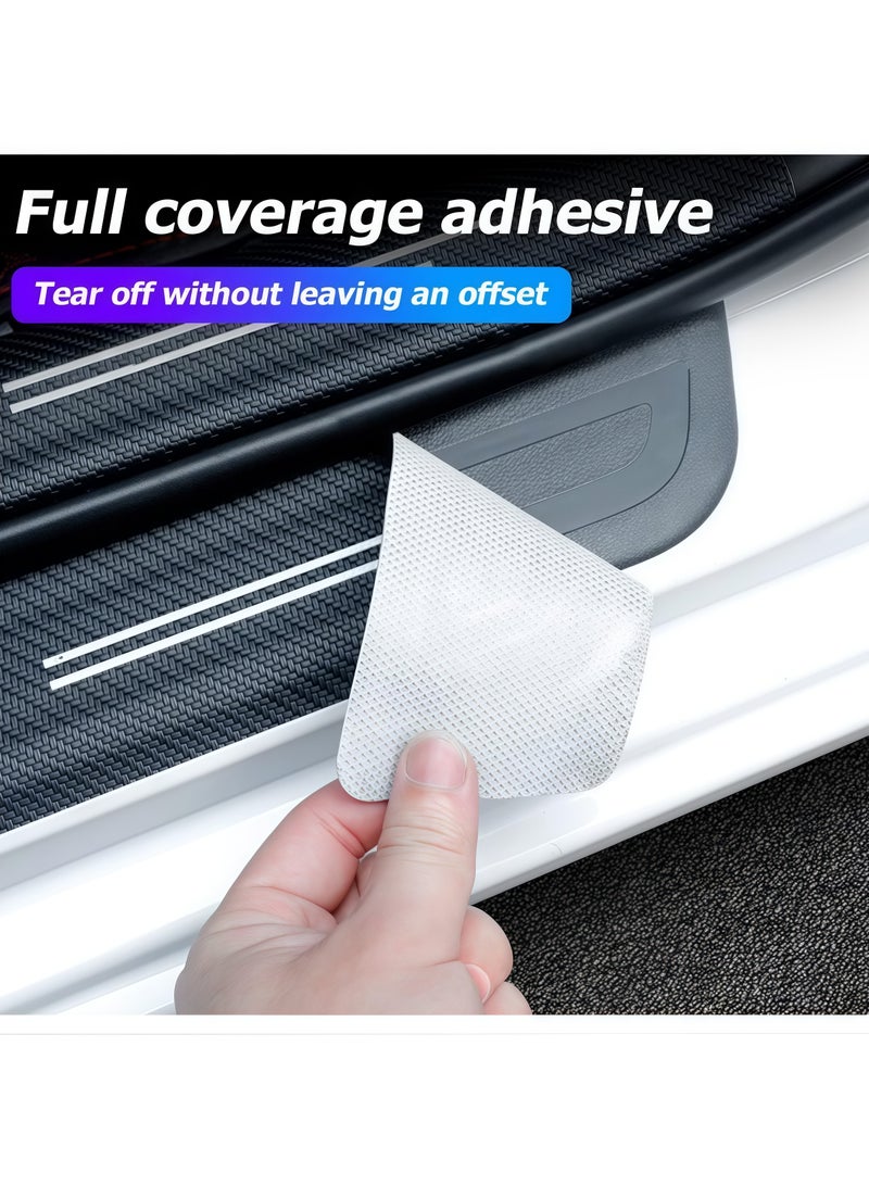 Car door edge protection strip, anti-scratch protection strip, threshold protection strip, bumper protection strip, 5D carbon fiber body film, car self-adhesive anti-collision film, suitable for sedans, car protection, car decoration, door edges, front and rear bumpers, threshold protection strips, car anti-collision strips, suitable for most models, 8 thresholds and 1 trunk, a total of 9 strips (black) - Image 4