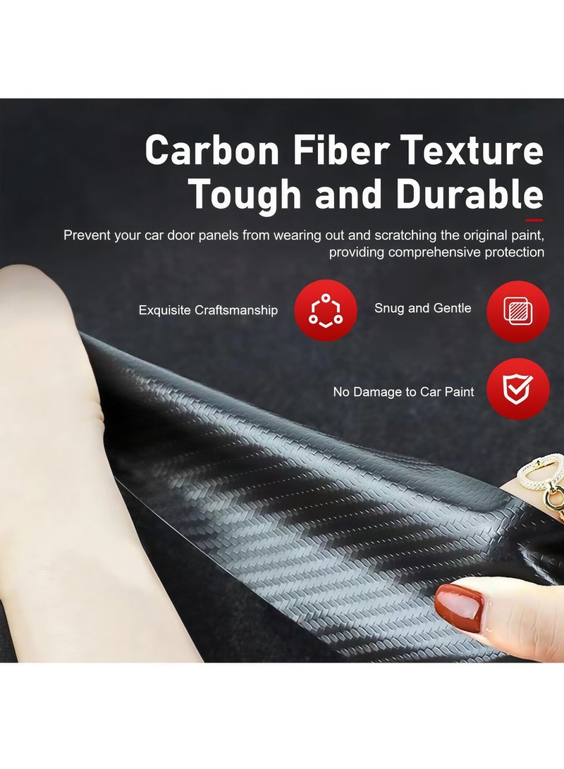 Car door edge protection strip, anti-scratch protection strip, threshold protection strip, bumper protection strip, 5D carbon fiber body film, car self-adhesive anti-collision film, suitable for sedans, car protection, car decoration, door edges, front and rear bumpers, threshold protection strips, car anti-collision strips, suitable for most models, 8 thresholds and 1 trunk, a total of 9 strips (black) - Image 3