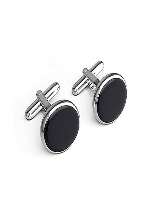 SELOME Cuff Links For Men 1 Pair Unique Cufflinks | Men's Jewelry Formal Shirt Sleeve Button Birthday, Anniversary Gift Black Round Plain Sleeve Link Suitable For Suit Blazer Shirt - Image 1