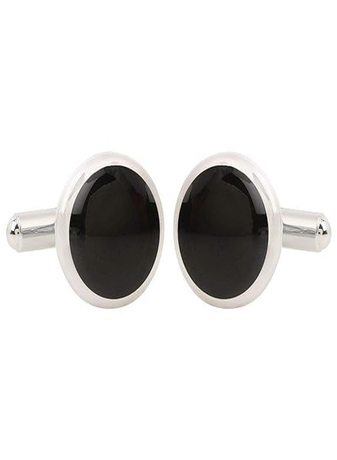 SELOME Cuff Links For Men 1 Pair Unique Cufflinks | Men's Jewelry Formal Shirt Sleeve Button Birthday, Anniversary Gift Black Round Plain Sleeve Link Suitable For Suit Blazer Shirt - Image 4