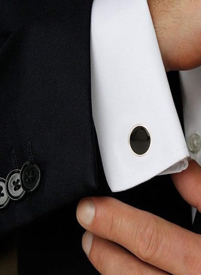 SELOME Cuff Links For Men 1 Pair Unique Cufflinks | Men's Jewelry Formal Shirt Sleeve Button Birthday, Anniversary Gift Black Round Plain Sleeve Link Suitable For Suit Blazer Shirt - Image 2