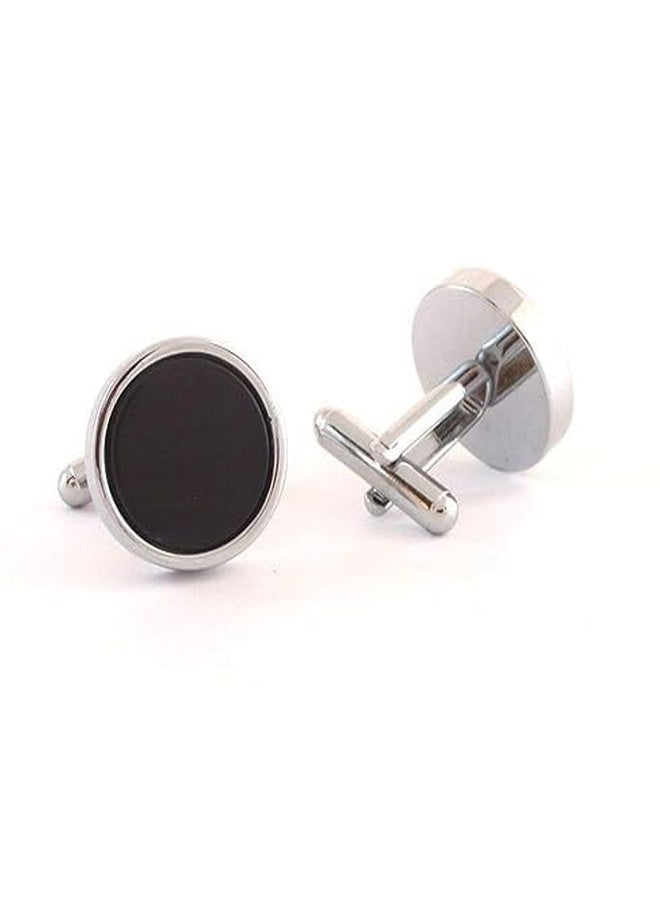 SELOME Cuff Links For Men 1 Pair Unique Cufflinks | Men's Jewelry Formal Shirt Sleeve Button Birthday, Anniversary Gift Black Round Plain Sleeve Link Suitable For Suit Blazer Shirt - Image 3