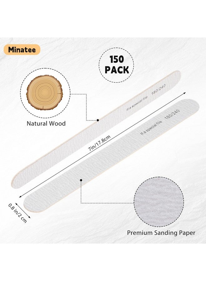 Minatee 150 Pcs 180/240 Grit Nail Files Bulk Nail Files For Natural Nails Doubled Sides Emery Boards For Nail Professional Manicure Tools For Natural Nails Acrylic Nails Home And Salon Supplies - Image 2