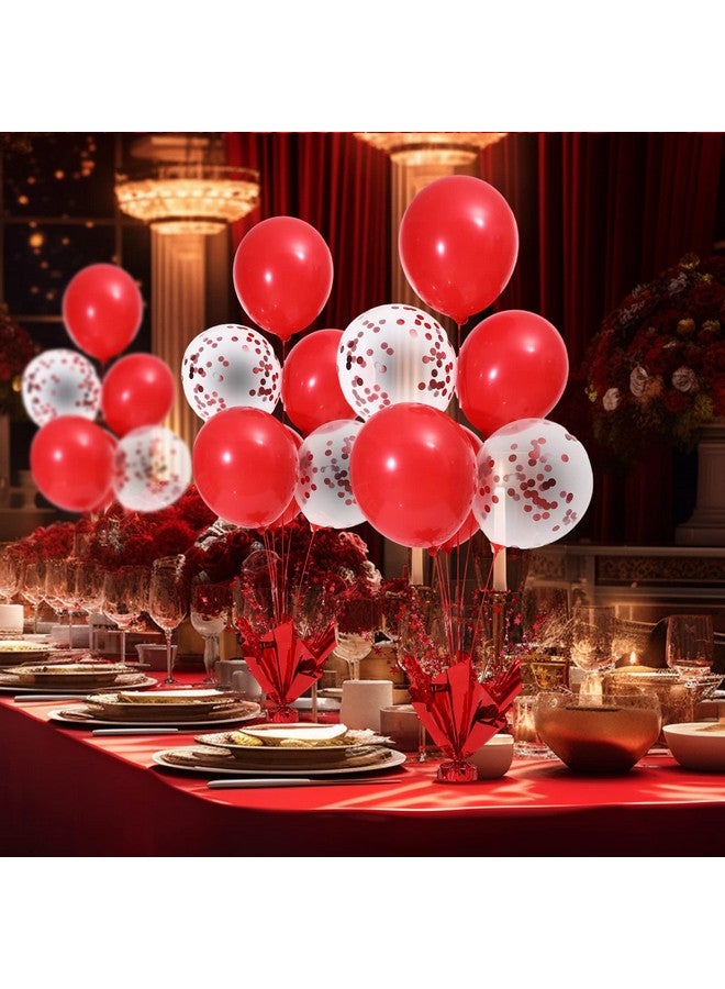 سوبرومو طقم من قطعتين مركزيتين من البالونات الحمراء للطاولات، مجموعة حامل بالونات حمراء لحفلات أعياد الميلاد وحفلات استقبال المولود وعيد الميلاد المجيد وعيد الحب وحفلات الزفاف وحفلات التخرج وكعكة تزيين سطح الطاولة - Image 4