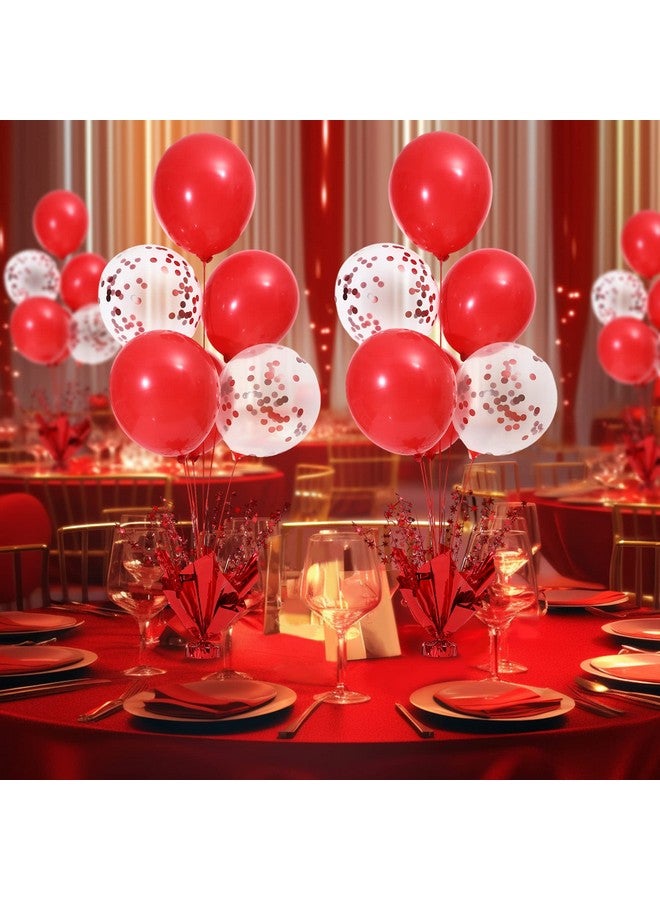 سوبرومو طقم من قطعتين مركزيتين من البالونات الحمراء للطاولات، مجموعة حامل بالونات حمراء لحفلات أعياد الميلاد وحفلات استقبال المولود وعيد الميلاد المجيد وعيد الحب وحفلات الزفاف وحفلات التخرج وكعكة تزيين سطح الطاولة - Image 3