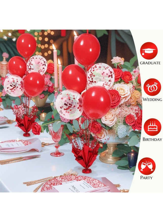 سوبرومو طقم من قطعتين مركزيتين من البالونات الحمراء للطاولات، مجموعة حامل بالونات حمراء لحفلات أعياد الميلاد وحفلات استقبال المولود وعيد الميلاد المجيد وعيد الحب وحفلات الزفاف وحفلات التخرج وكعكة تزيين سطح الطاولة - Image 5