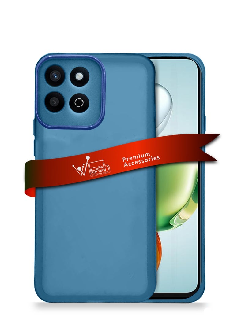 Wtech Honor X7c 4G 2024 Soft Transparent TPU Silicone Ultra Thin Phone Stylish Electroplated Camera Border Back Case Cover - Blue  - Image 1