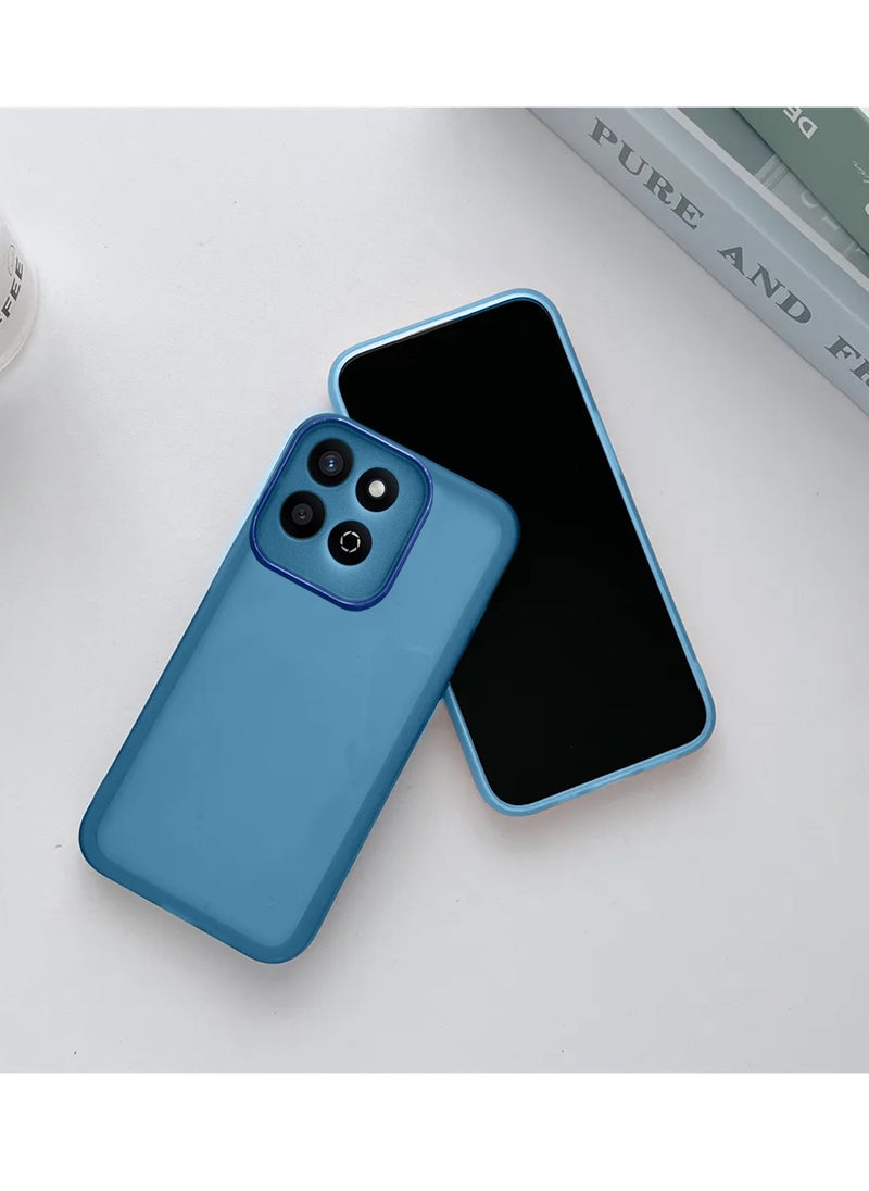 Wtech Honor X7c 4G 2024 Soft Transparent TPU Silicone Ultra Thin Phone Stylish Electroplated Camera Border Back Case Cover - Blue  - Image 2