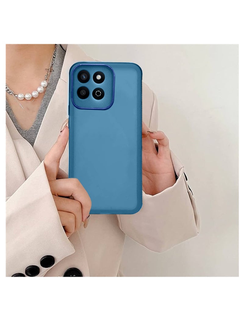 Wtech Honor X7c 4G 2024 Soft Transparent TPU Silicone Ultra Thin Phone Stylish Electroplated Camera Border Back Case Cover - Blue  - Image 3