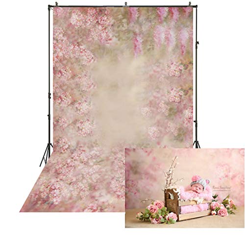 KonPon 5x6.5ft Colorful Fantasy Background Pink Painting Flower Backdrop for Photography Baby Shower Backdrop Maternity Shoots Newborn Photo Studio Background Seamless - Image 1