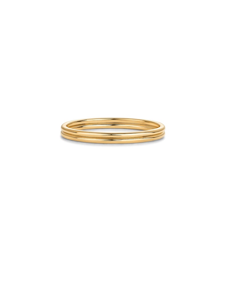 PAVOI 14K Yellow Gold Plated 2 Ring Set for Women | Stackable Thin Rings Set | Size 8 - Image 1