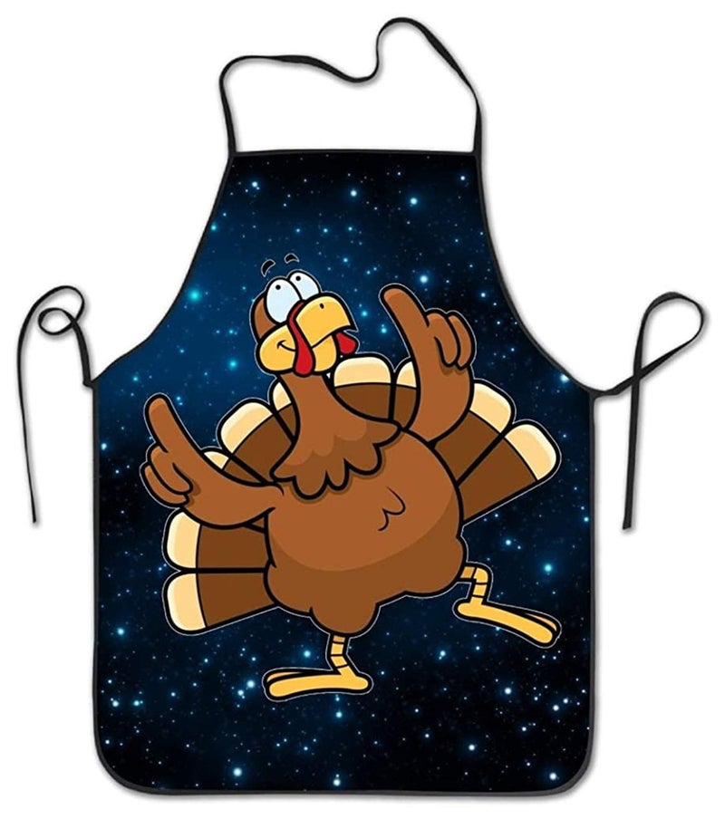 YISHOW Unisex Thanksgiving Funny Turkey Cooking Chef Kitchen Aprons with Adjustable Bib Black - Image 2