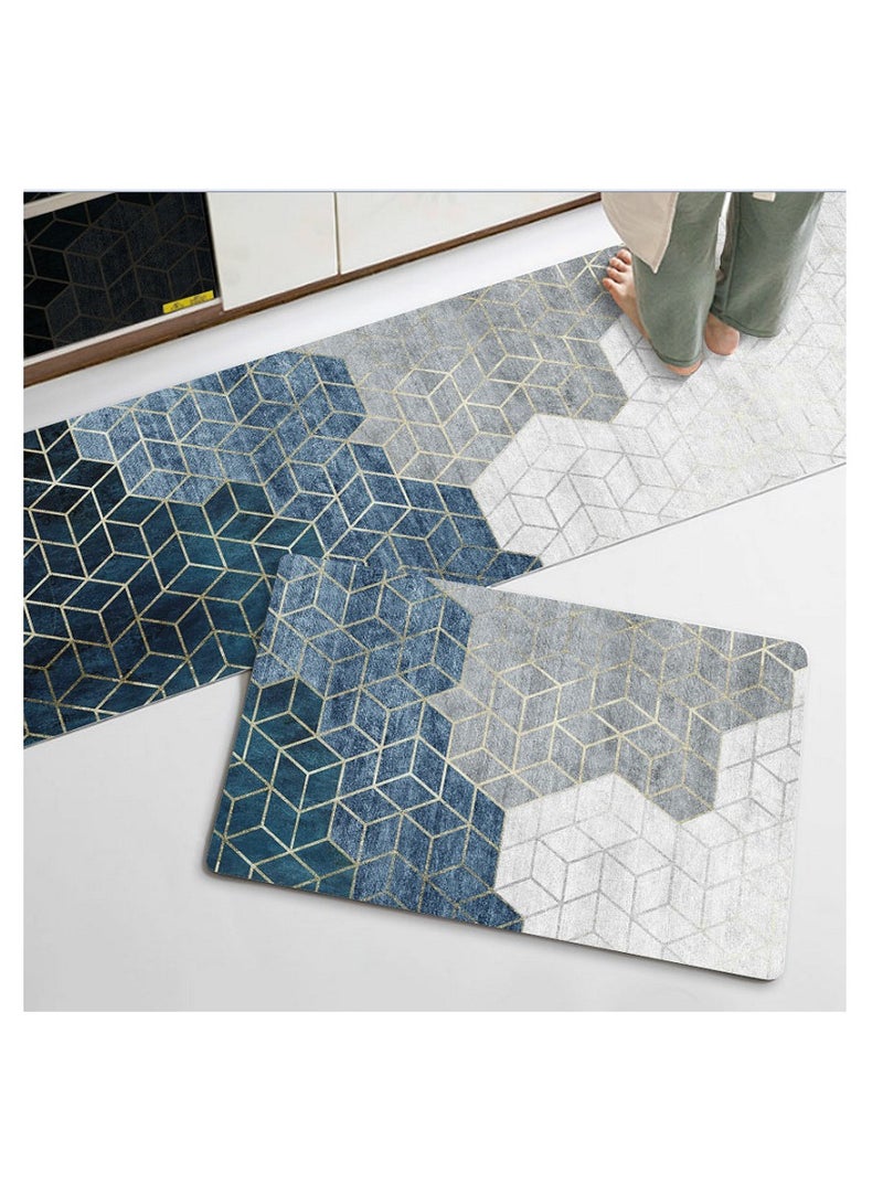 Y&D 2-Piece Non-Slip Floor Mats Geometry Pattern Super Absorbent Kitchen Rug Set  - Image 3