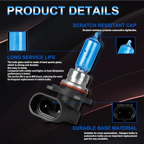 XRDHJI Fit for Elantra 2014 2015 2016 (with Projector) 2017 2018 High Performance Halogen Headlight Bulbs,H7 High Beam +9005 Low Beam Headlamp Replacement Bulbs Kit, Plug and Play,Pack of 4 - Image 5