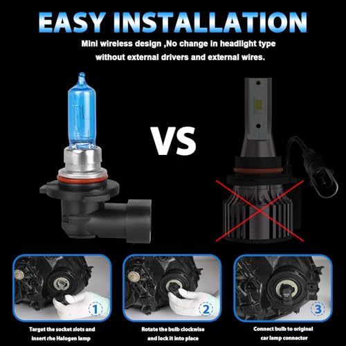 XRDHJI Fit for Elantra 2014 2015 2016 (with Projector) 2017 2018 High Performance Halogen Headlight Bulbs,H7 High Beam +9005 Low Beam Headlamp Replacement Bulbs Kit, Plug and Play,Pack of 4 - Image 3