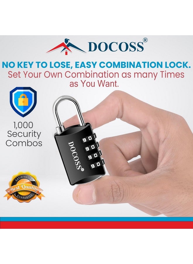 DOCOSS Metal 4-Digit Password Number Luggage Travel Bag Locks, Pack Of 2 (Black), Combination Lock - Image 4