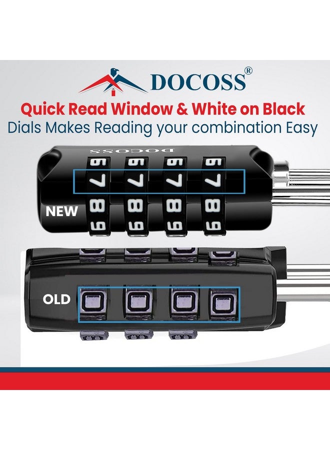 DOCOSS Metal 4-Digit Password Number Luggage Travel Bag Locks, Pack Of 2 (Black), Combination Lock - Image 2