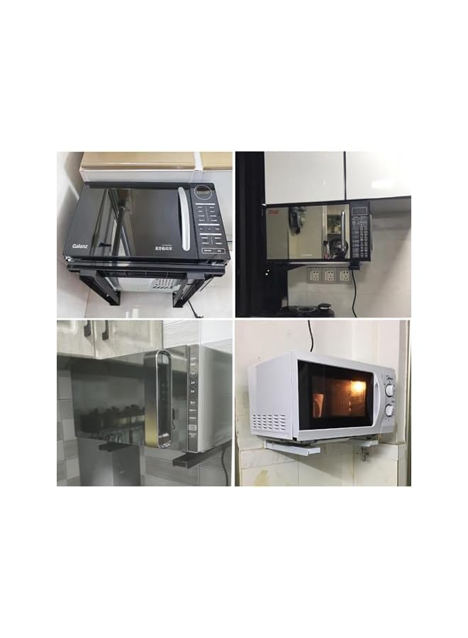 The Bros The Bros Microwave Oven Brackets Shelf, Wall Mount Folding Adjustable Depth Space Saving Oven Stand for Kitchen Storage (white)  - Image 5