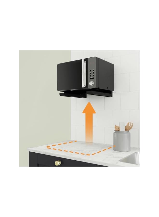 The Bros The Bros Microwave Oven Brackets Shelf, Wall Mount Folding Adjustable Depth Space Saving Oven Stand for Kitchen Storage (white)  - Image 4