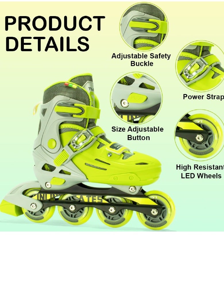 OVERS Teenager Adjustable Inline Skates Shoes with Luminous Lights Complete Set with Helmet and Protective Gear - Image 4