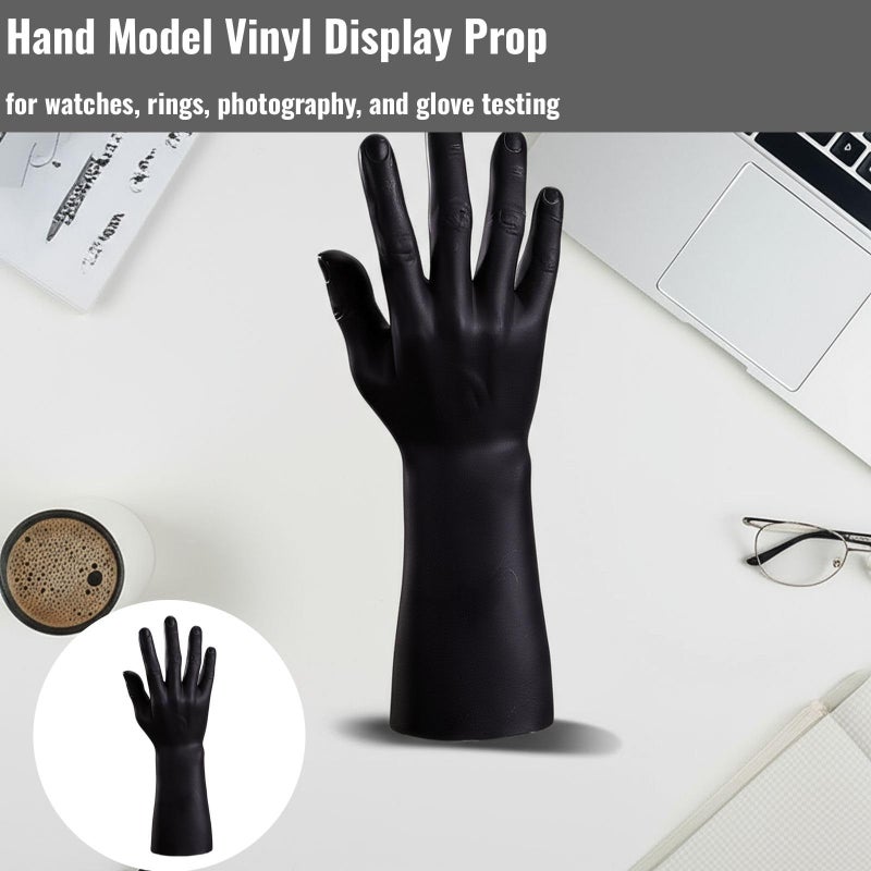Realistic Right Hand Black Vinyl Male Hand Model For Watch Ring Display Glove Testing And Photography Props 30x12x6 Cm - Image 2