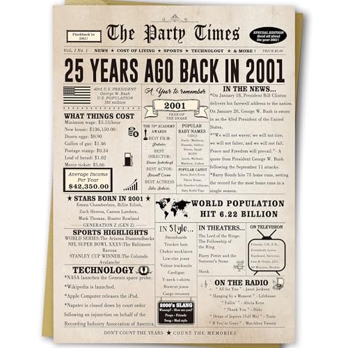 Ziwenhu Vintage 25th Birthday Cards Decorations for Men Women, Jumbo 25 Years Old Bday Card, Best Gifts for 25th Anniversary for Wife Husband, 25th Birthday Gifts, Birthday Ideas for Turning 25 - Image 1