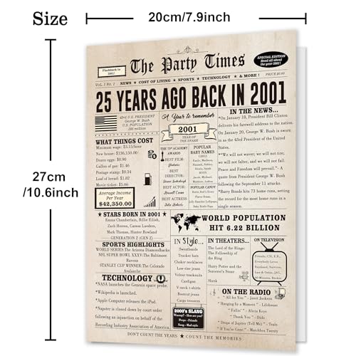 Ziwenhu Vintage 25th Birthday Cards Decorations for Men Women, Jumbo 25 Years Old Bday Card, Best Gifts for 25th Anniversary for Wife Husband, 25th Birthday Gifts, Birthday Ideas for Turning 25 - Image 2