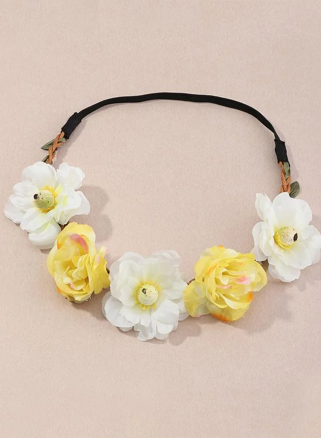 Girls Yellow and White Floral Headband
