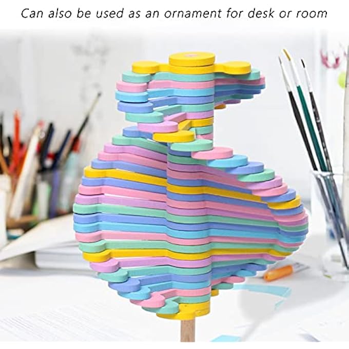 Bonbela Wooden Stress Relief Toy Decompression Wall Sequence Spiral Toys for Children Adults with Bright Colors Smooth Surface Safe Non-Toxic for (Macaron Colors) - Image 3