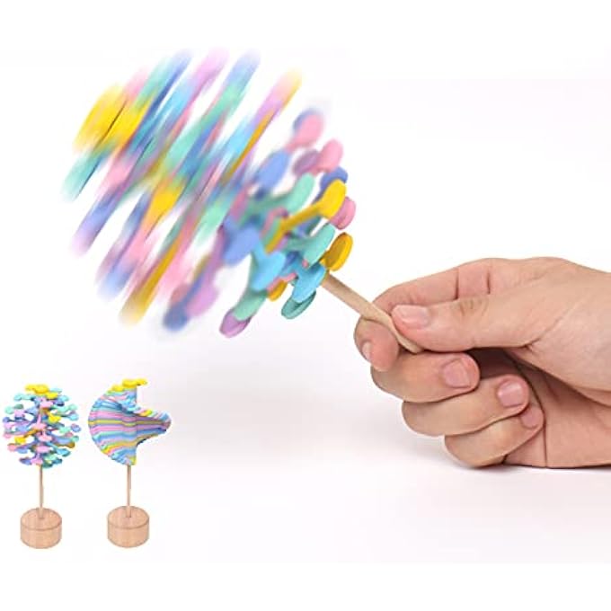 Bonbela Wooden Stress Relief Toy Decompression Wall Sequence Spiral Toys for Children Adults with Bright Colors Smooth Surface Safe Non-Toxic for (Macaron Colors) - Image 2