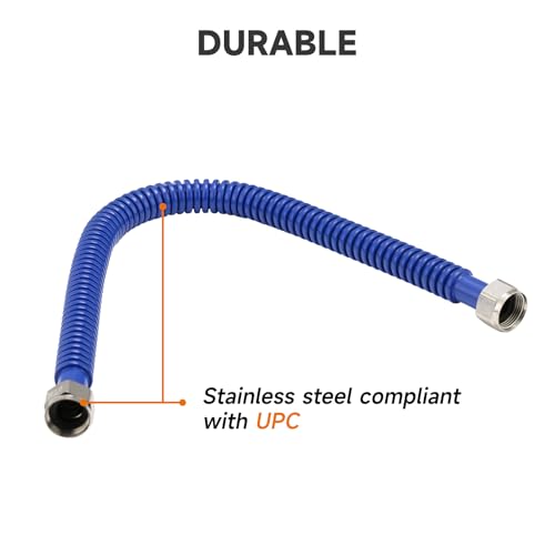 Roastove 24inch Stainless Steel Corrugated Water Heater Connector, 3/4" FIP x 3/4" FIP, Hot and Cold Color Coded, Flexible for Female Iron Water Pipes Fitting,24" Length (2 Packs) - Image 4