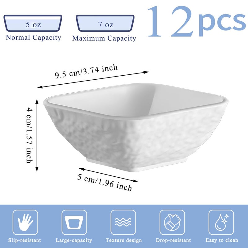 Kyraton Dip Bowls Set 12pcs 6oz, White Plastic Dipping Bowls Soy Sauce Plate for Side Dishes, Condiment Server for Tomato Sauce, Ketchup, Vinegar, BBQ and Party Dinner, Mini Appetizer Plates. - Image 2