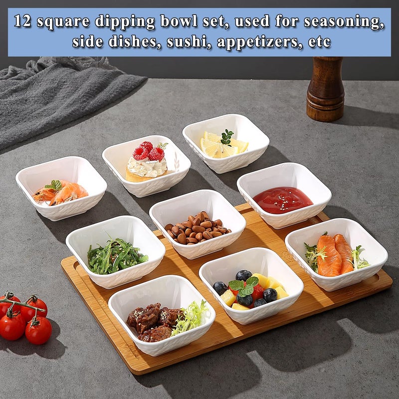Kyraton Dip Bowls Set 12pcs 6oz, White Plastic Dipping Bowls Soy Sauce Plate for Side Dishes, Condiment Server for Tomato Sauce, Ketchup, Vinegar, BBQ and Party Dinner, Mini Appetizer Plates. - Image 3