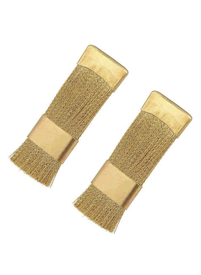 lasenersm 2 Pieces Nail Drill Bit Cleaning Brush Nail Art Bit Cleaning Brush Mini Copper Wire Brush Nail Art Dust Brush Nail Powder Cleaning Brush Nails Polish Remover Golden - Image 2