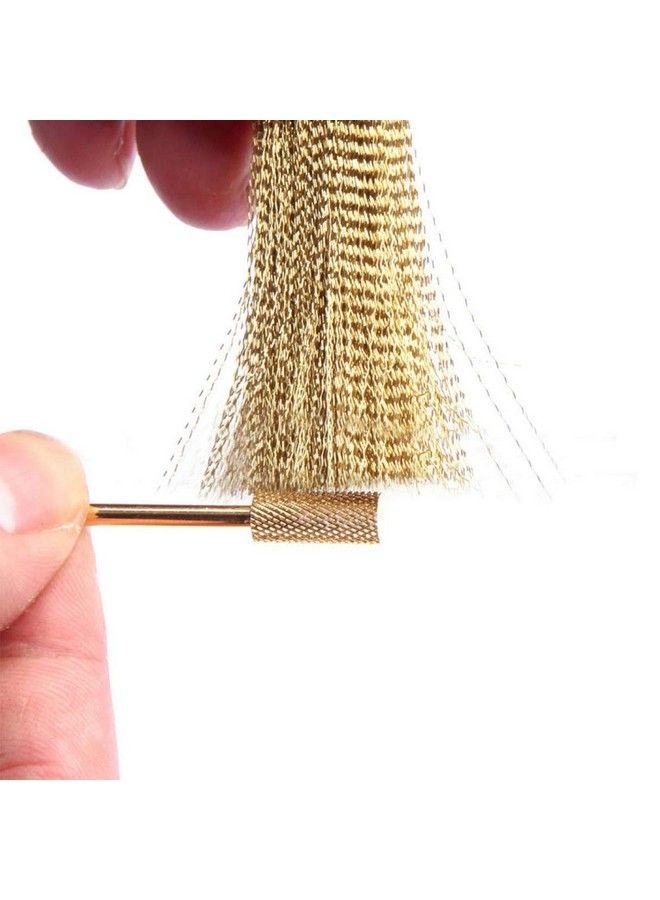 lasenersm 2 Pieces Nail Drill Bit Cleaning Brush Nail Art Bit Cleaning Brush Mini Copper Wire Brush Nail Art Dust Brush Nail Powder Cleaning Brush Nails Polish Remover Golden - Image 4