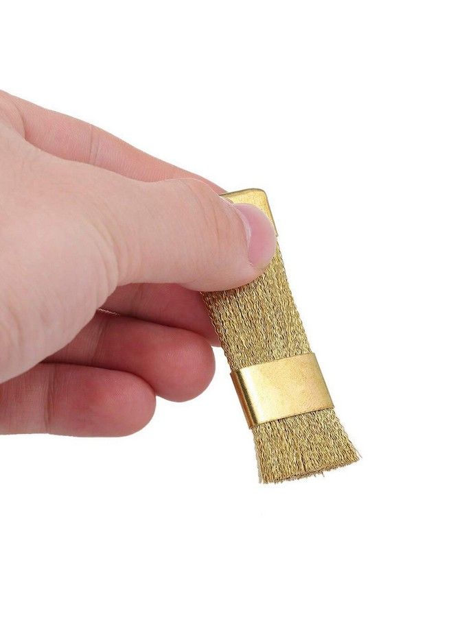 lasenersm 2 Pieces Nail Drill Bit Cleaning Brush Nail Art Bit Cleaning Brush Mini Copper Wire Brush Nail Art Dust Brush Nail Powder Cleaning Brush Nails Polish Remover Golden - Image 5