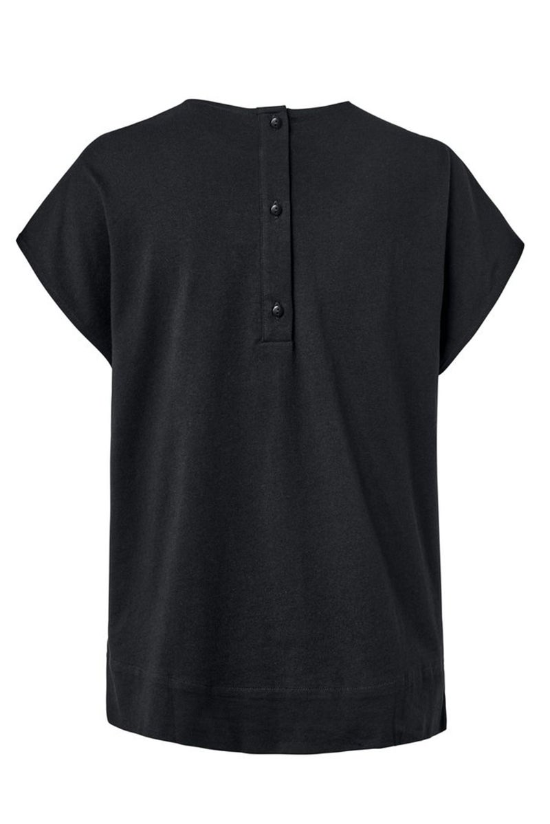 Tchibo Women Boat Neck Short Sleeve Solid Blouse, Black - Image 3
