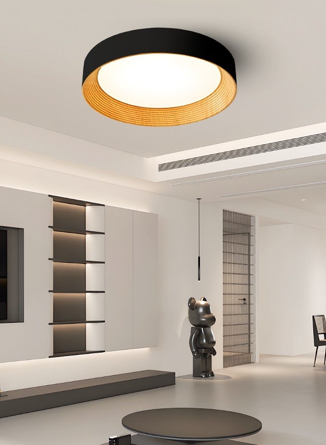 YATAI LIGHTING Modern LED Ceiling Light, Round 50cm Black and Wood Flush Mount Lamp, 36W Dimmable 3000K-6000K, Remote Control for Bedroom, Library, Drawing Room, Suitable for 10-15㎡ - Image 4