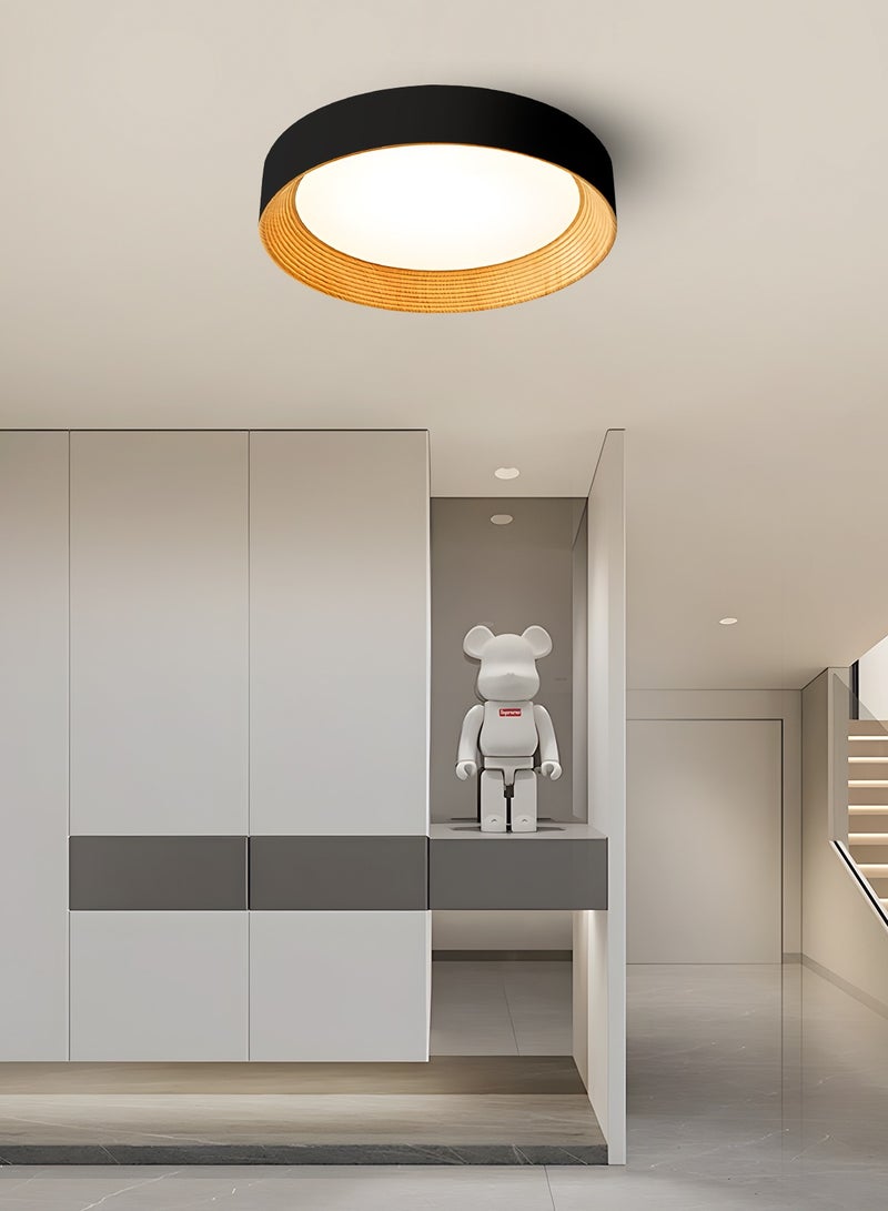 YATAI LIGHTING Modern LED Ceiling Light, Round 50cm Black and Wood Flush Mount Lamp, 36W Dimmable 3000K-6000K, Remote Control for Bedroom, Library, Drawing Room, Suitable for 10-15㎡ - Image 5