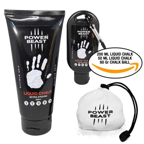 Power Beast Liquid Chalk Combo 200 + 50 ML + Chalk Ball 2.2 oz. Liquid Sports Chalk, Professional Hand Grip for Gym, Weightlifting, Rock Climbing, Gymnastics, Crossfit, Powerlifting, Pole Dance. - Image 2