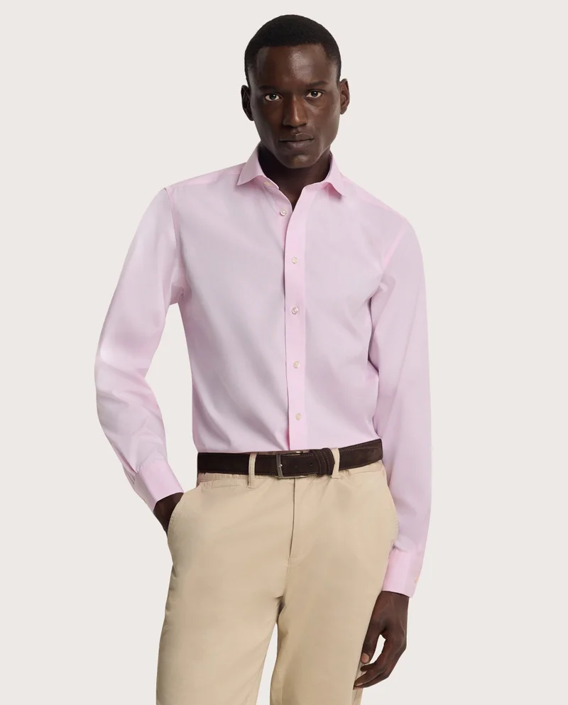 كاميتشسما Non-Iron Pin Point Pink Slim Shirt